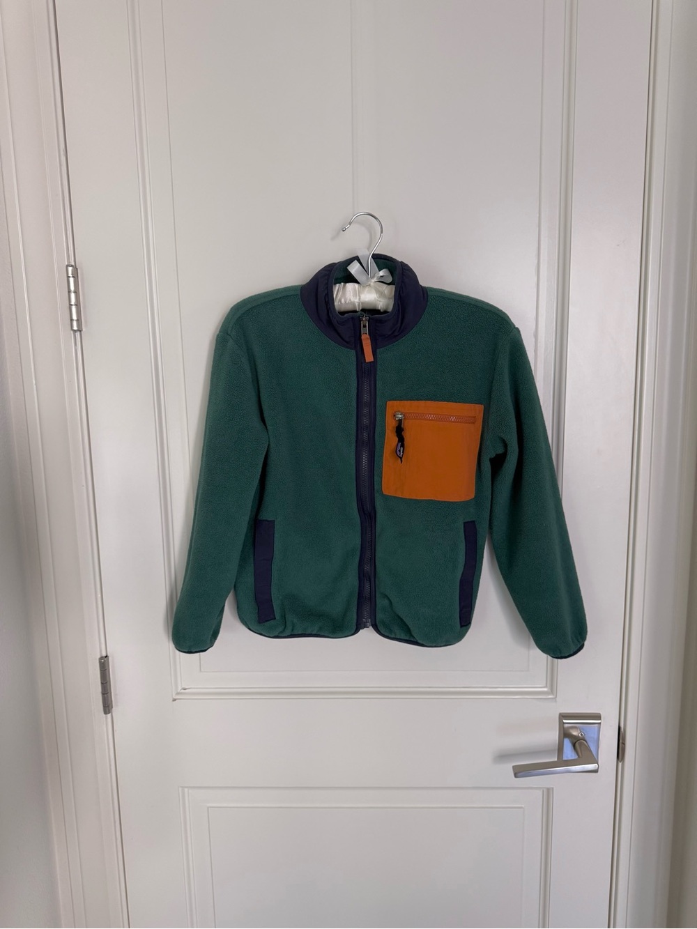Patagonia Kids Synchilla Fleece Sweatshirt Jacket Hunter Green Orange - Medium